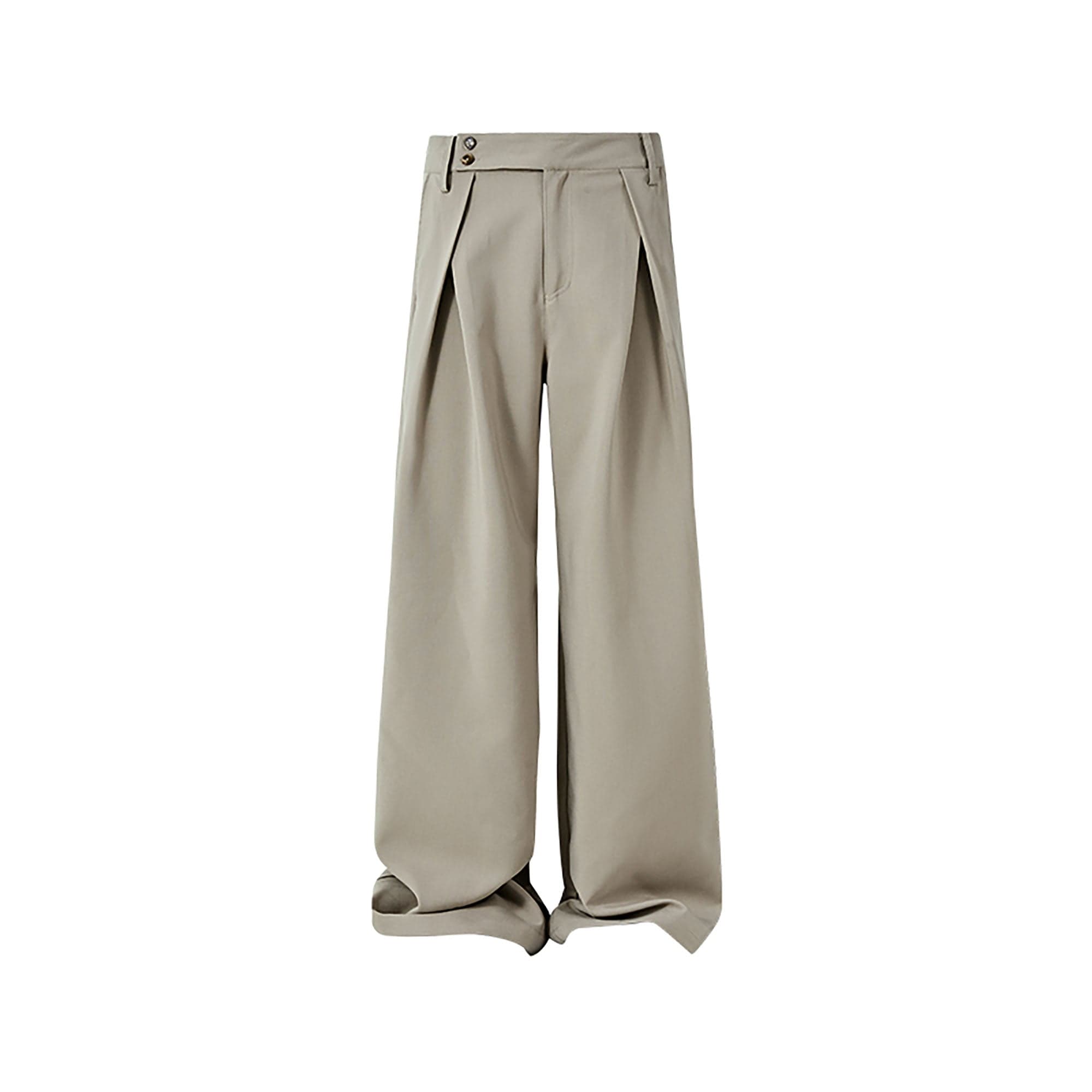 KREATE Inverted Pleats Asymmetric Waist Wide-Leg Trousers