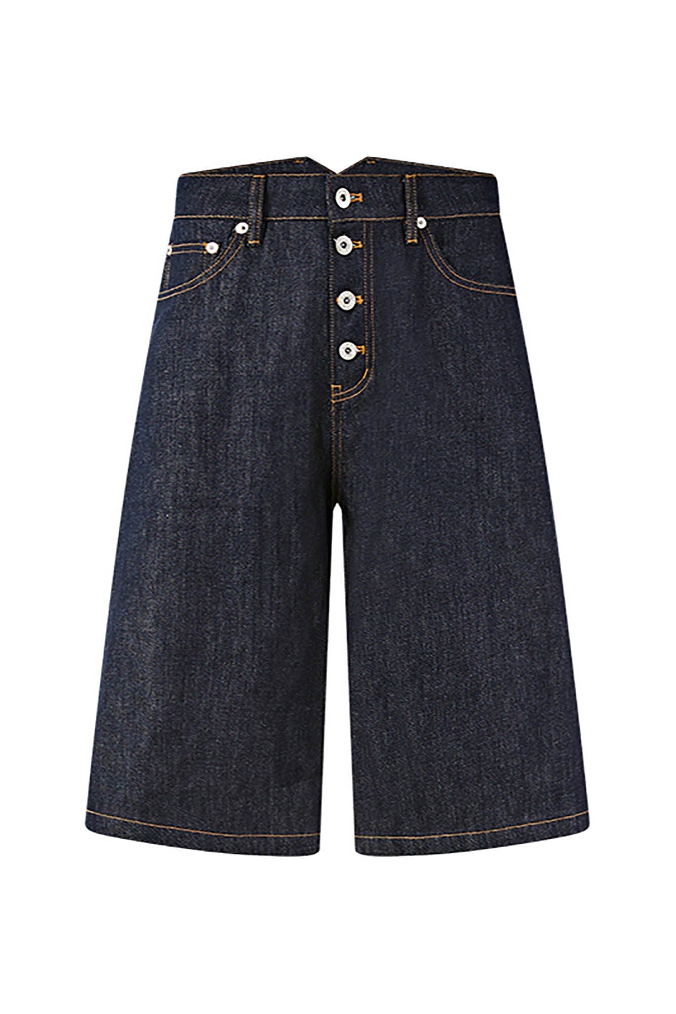 KREATE Essential Button-Up Stitched Denim Shorts