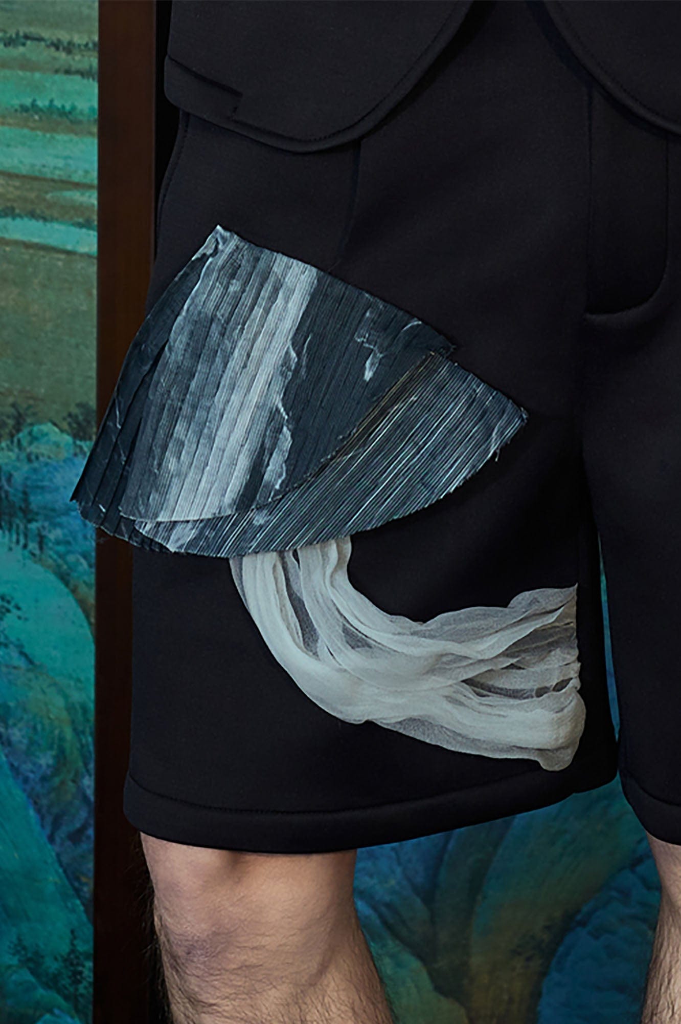 JIECHI Crinkled Tulle Layered Shorts
