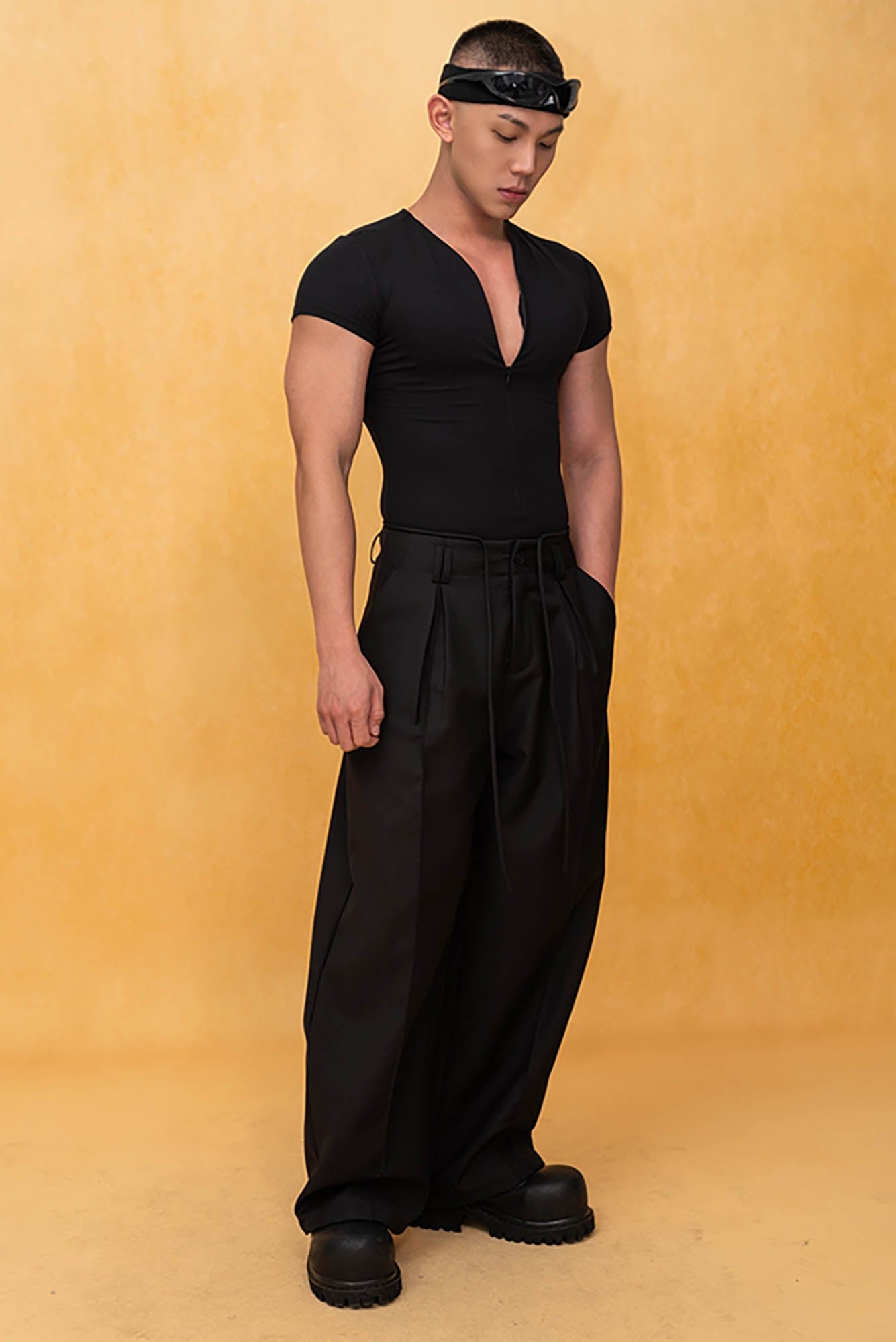 CLP Tucked Pleats Wide-Leg Trousers