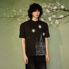 JIECHI Starry Castle Embellished  T-Shirt