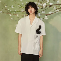JIECHI Bottled Bloom Sheer Half Shirt