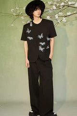 JIECHI Flying Butterfly Frog Button T-Shirt