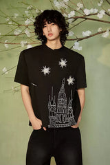 JIECHI Starry Castle Embellished  T-Shirt