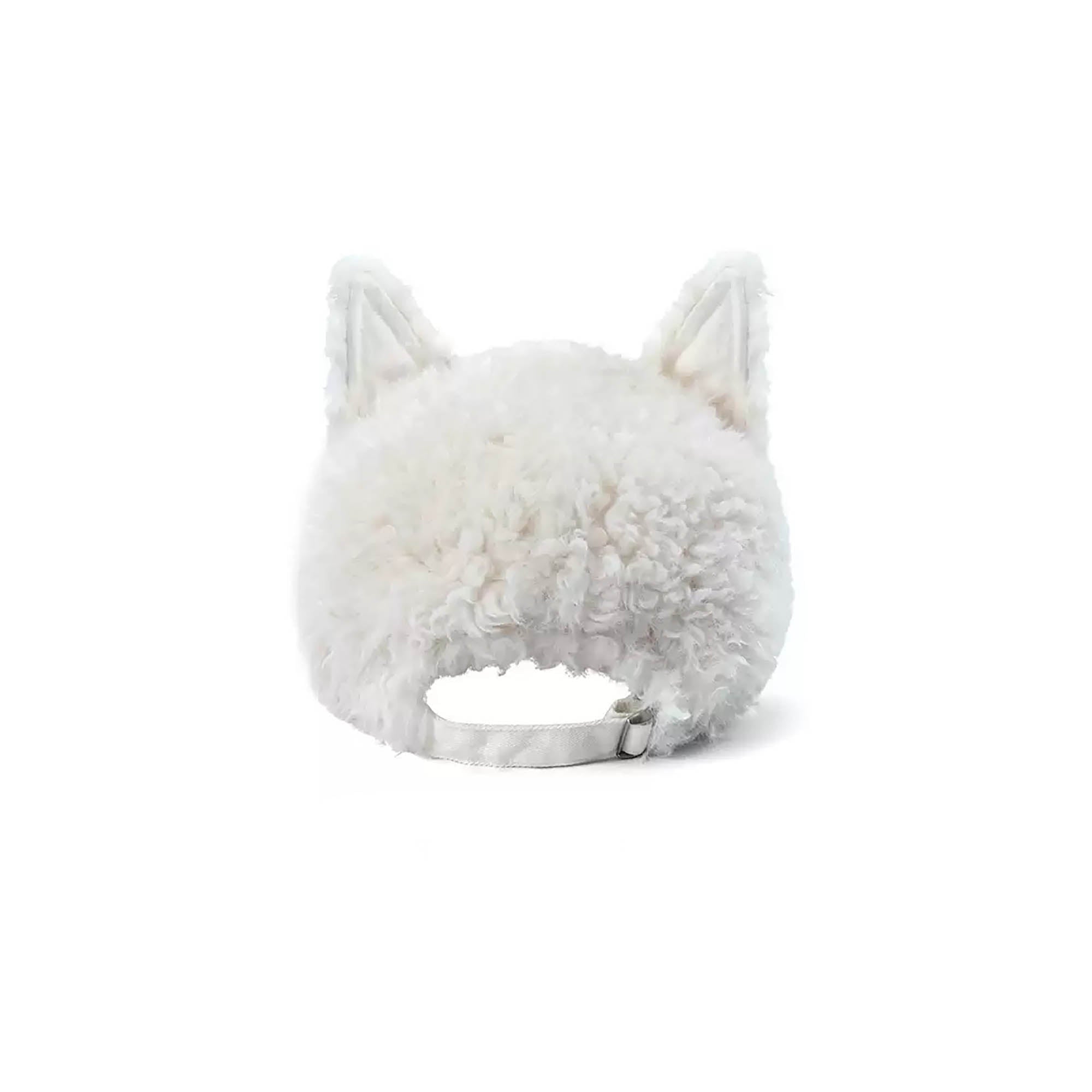 TWINBUTA Furry Ear Embroidered Cap White