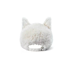 TWINBUTA Furry Ear Embroidered Cap White