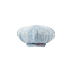 TWINBUTA Washed Embroidered Denim Newsboy Cap