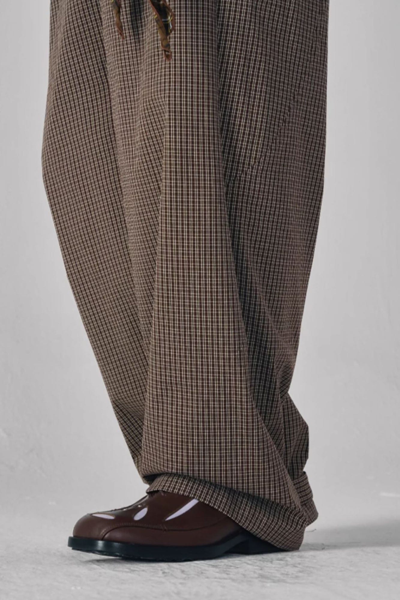 GONGHE REPUB Retro Paid Spliced Wide-Leg Pants