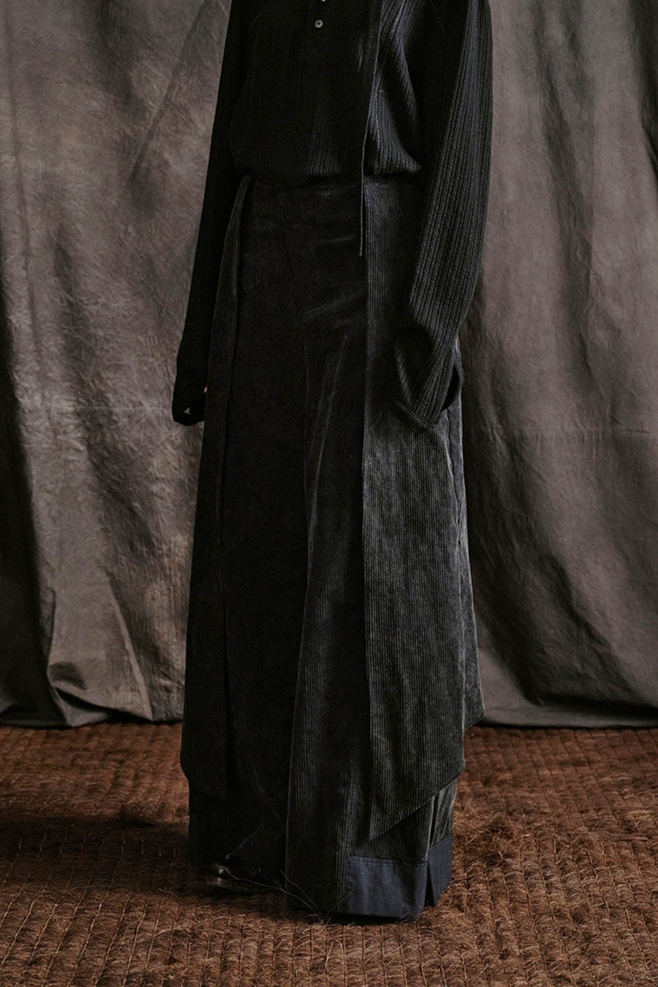 ILNya Nieternite Nifutur Layered Corduroy Wrap-Paneled Wide-Leg Trousers