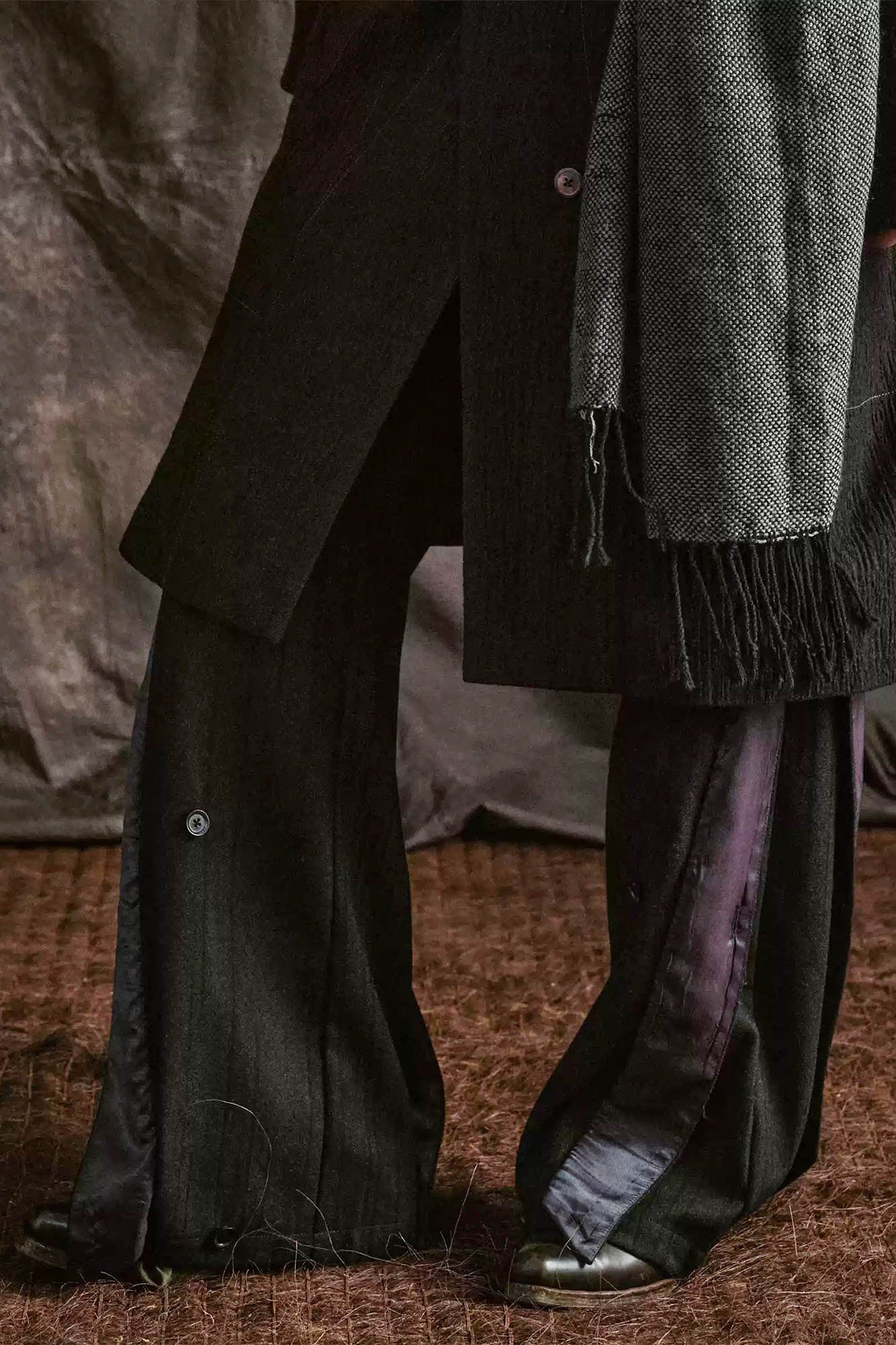 ILNya Nieternite Nifutur Striped Layered-Slit Wide-Leg Wool Trousers