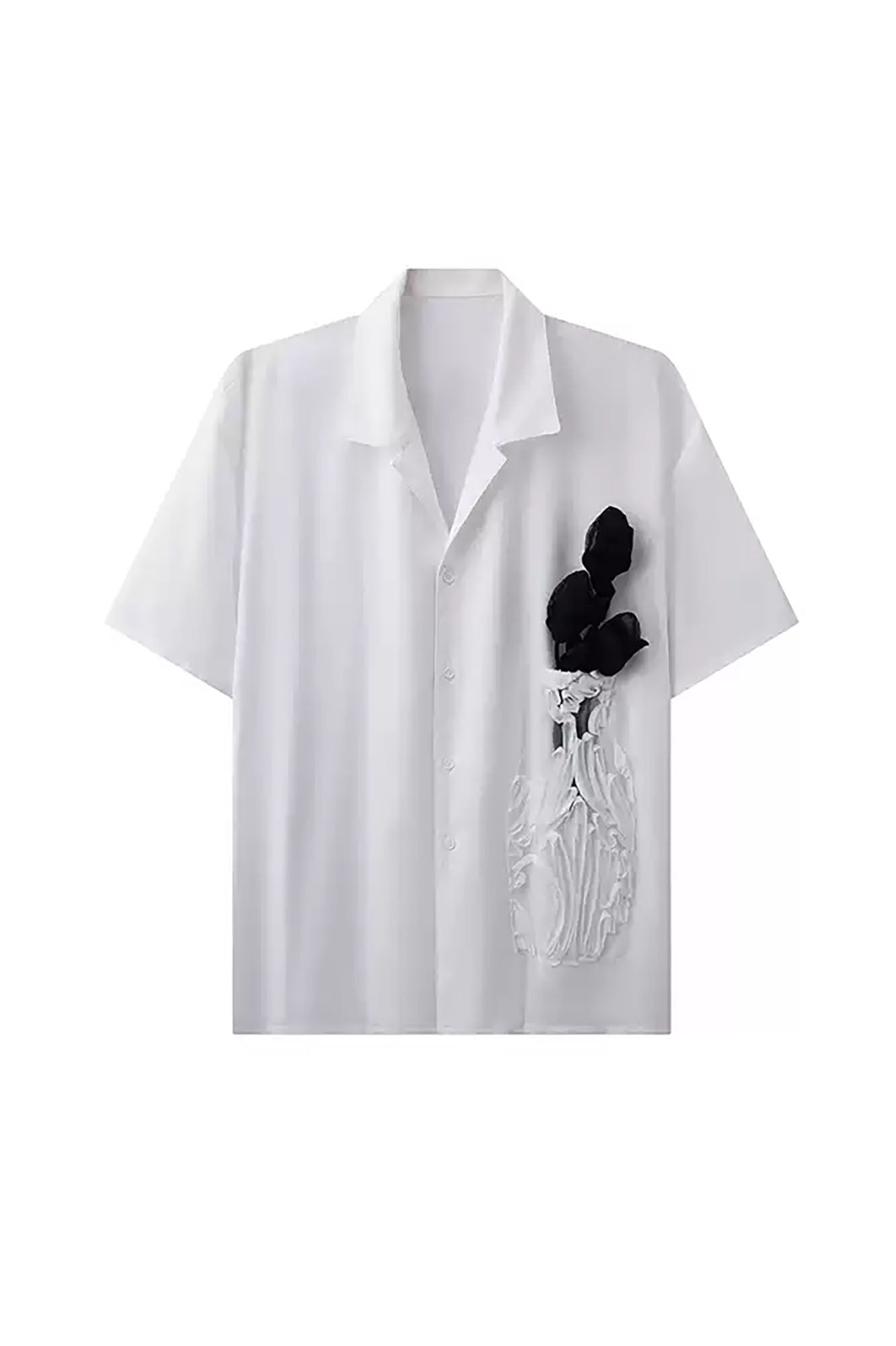 JIECHI Bottled Bloom Sheer Half Shirt