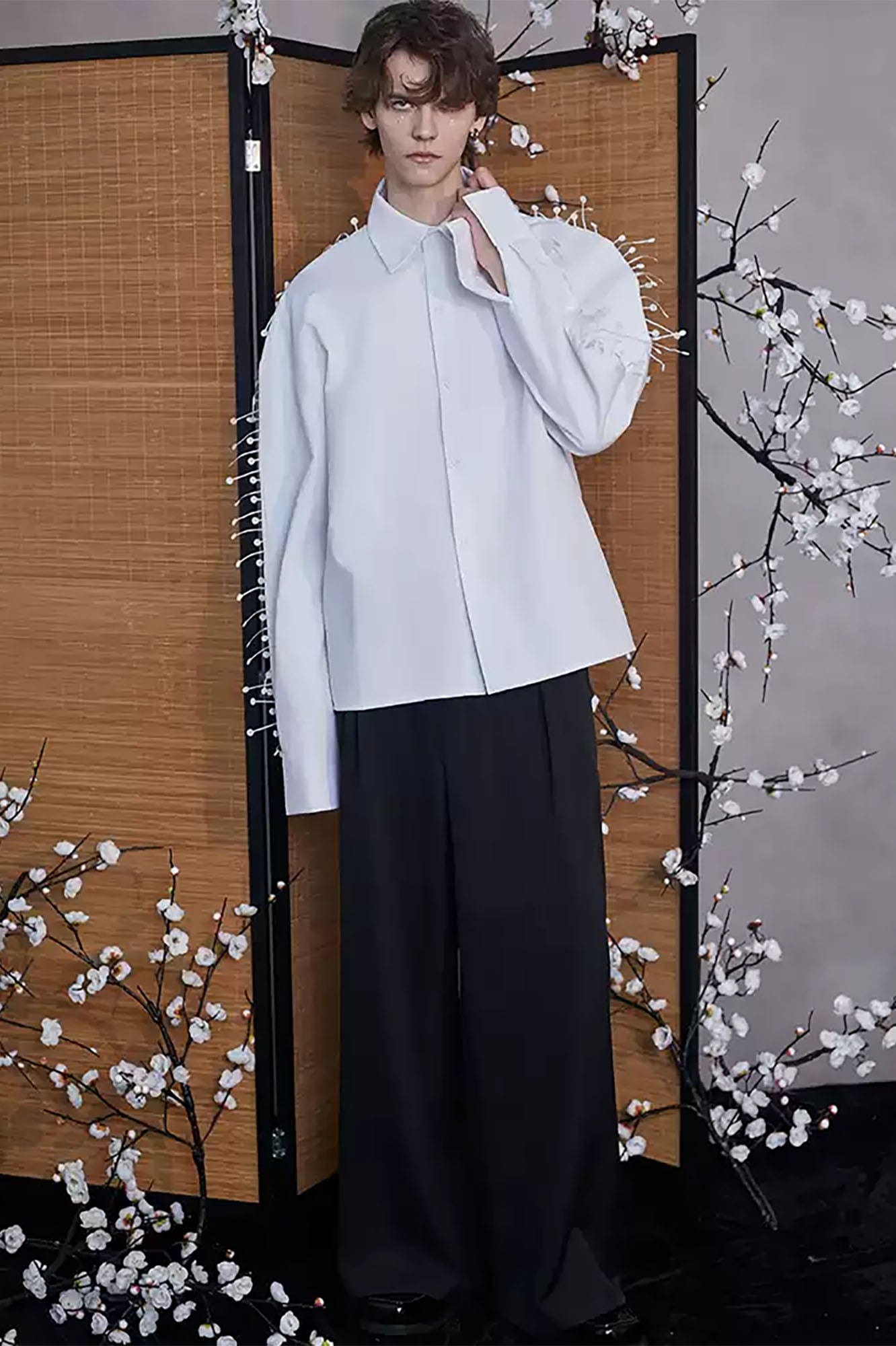 JIECHI Spiked Embellished Oversized Shirt