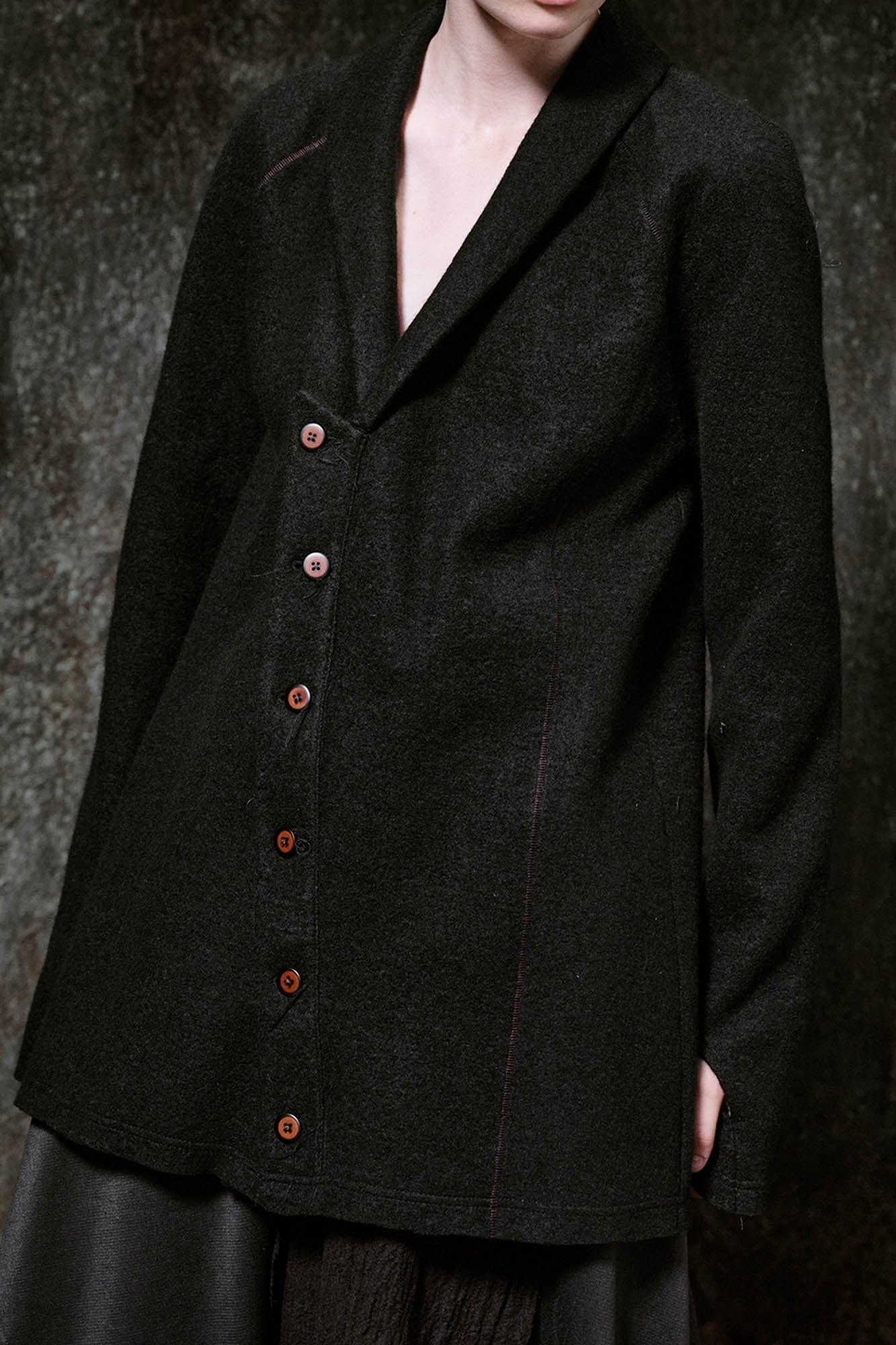ILNya Nieternite Nifutur Shawl Lapel Asymmetric Front Wool Jacket