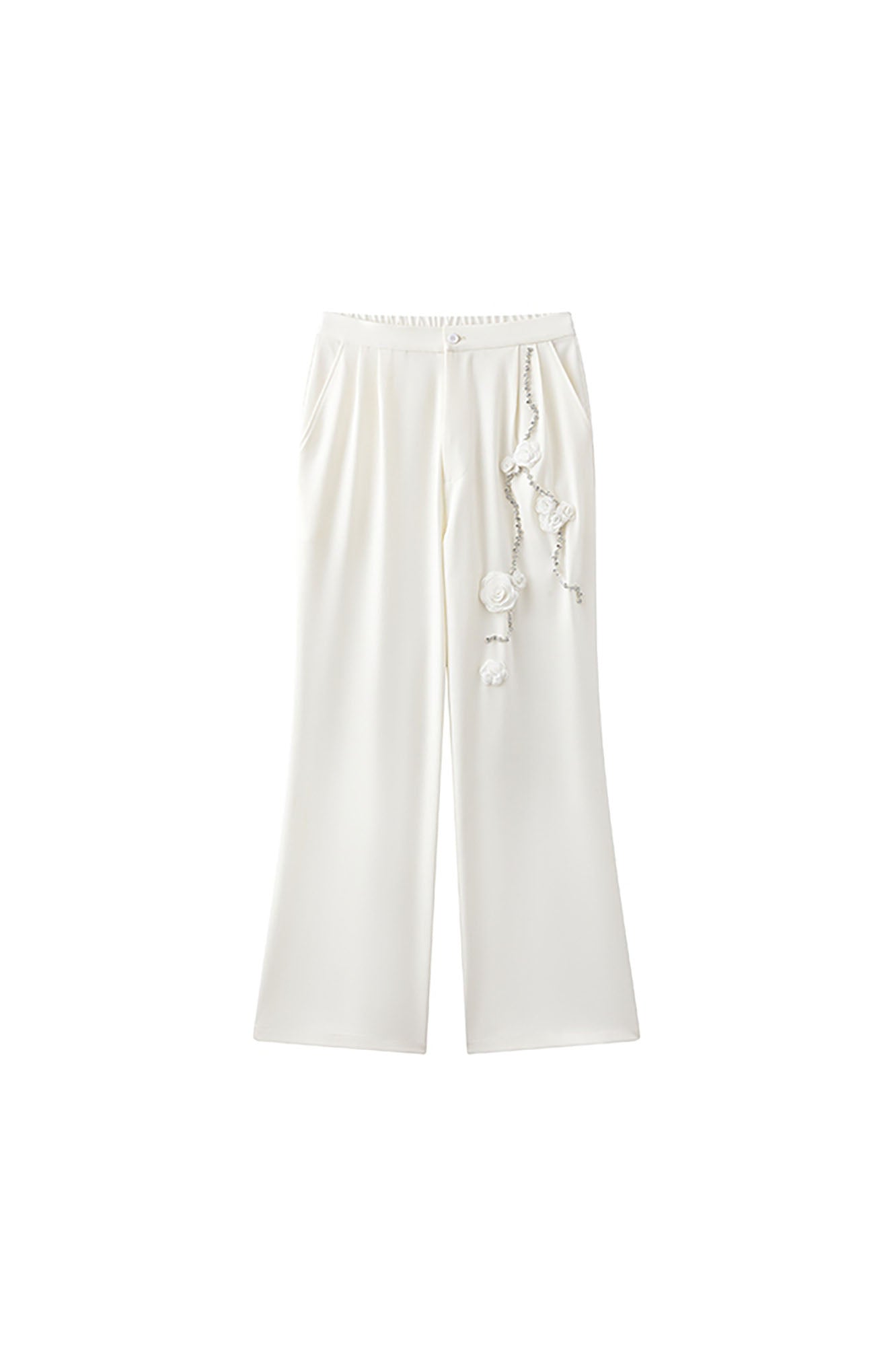 JIECHI Vine Rose Embroidered Trousers