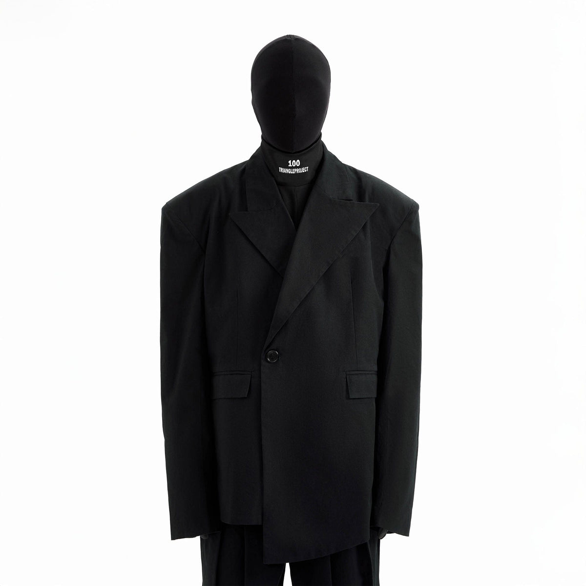 TRIANGLE PROJECT Asymmetrical Padded-Shoulder Oversized Blazer