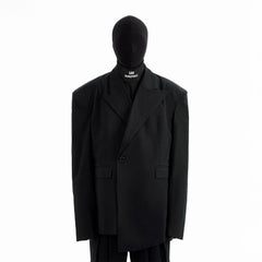 TRIANGLE PROJECT Asymmetrical Padded-Shoulder Oversized Blazer