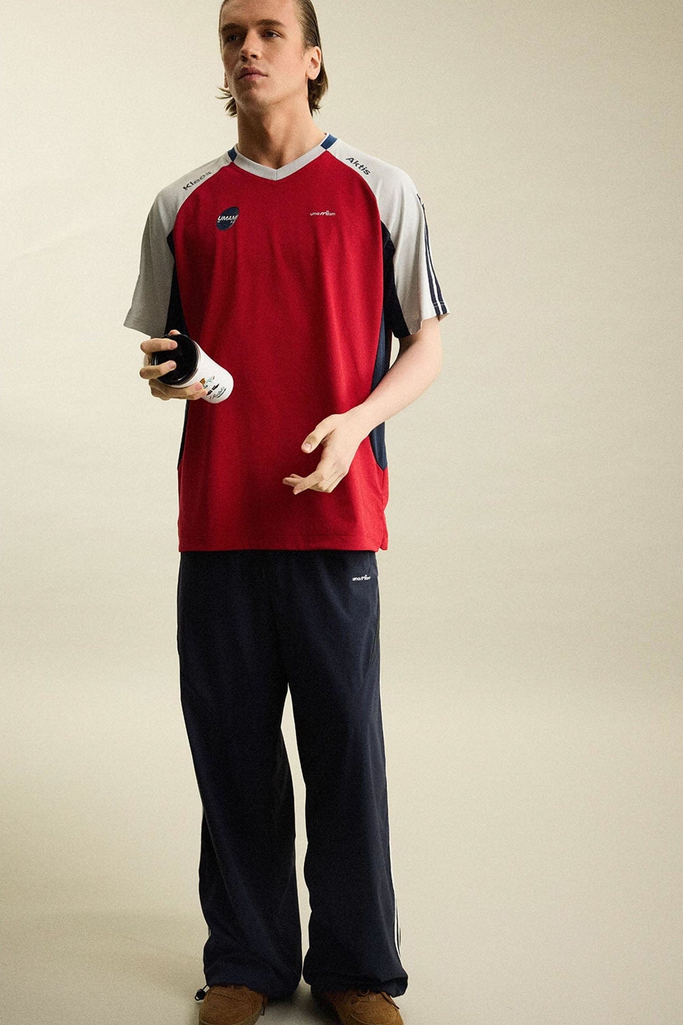 UMAMIISM Contrast Half-Zip Quick-Dry T-Shirt