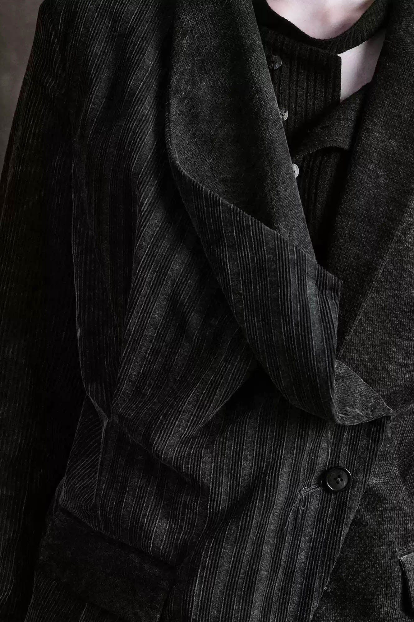 ILNya Nieternite Nifutur Distressed Corduroy Asymmetric Spliced Blazer