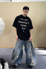 TRIANGLE PROJECT Distressed Dirty-Washed Oversized Jeans