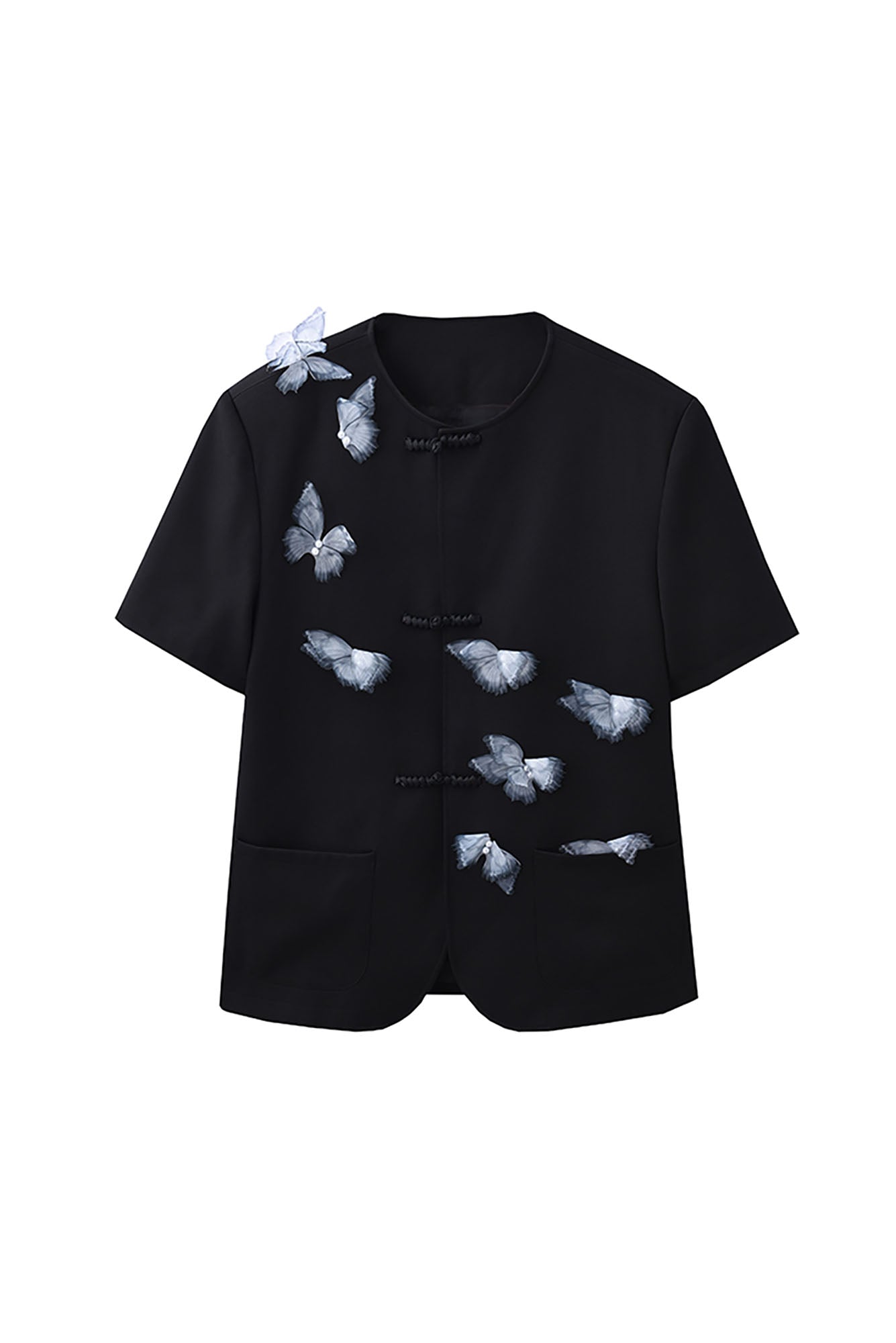 JIECHI Flying Butterfly Frog Button T-Shirt