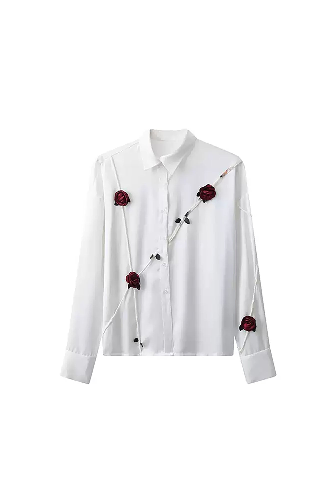 JIECHI Rose Embellished Acetate Spliced Shirt
