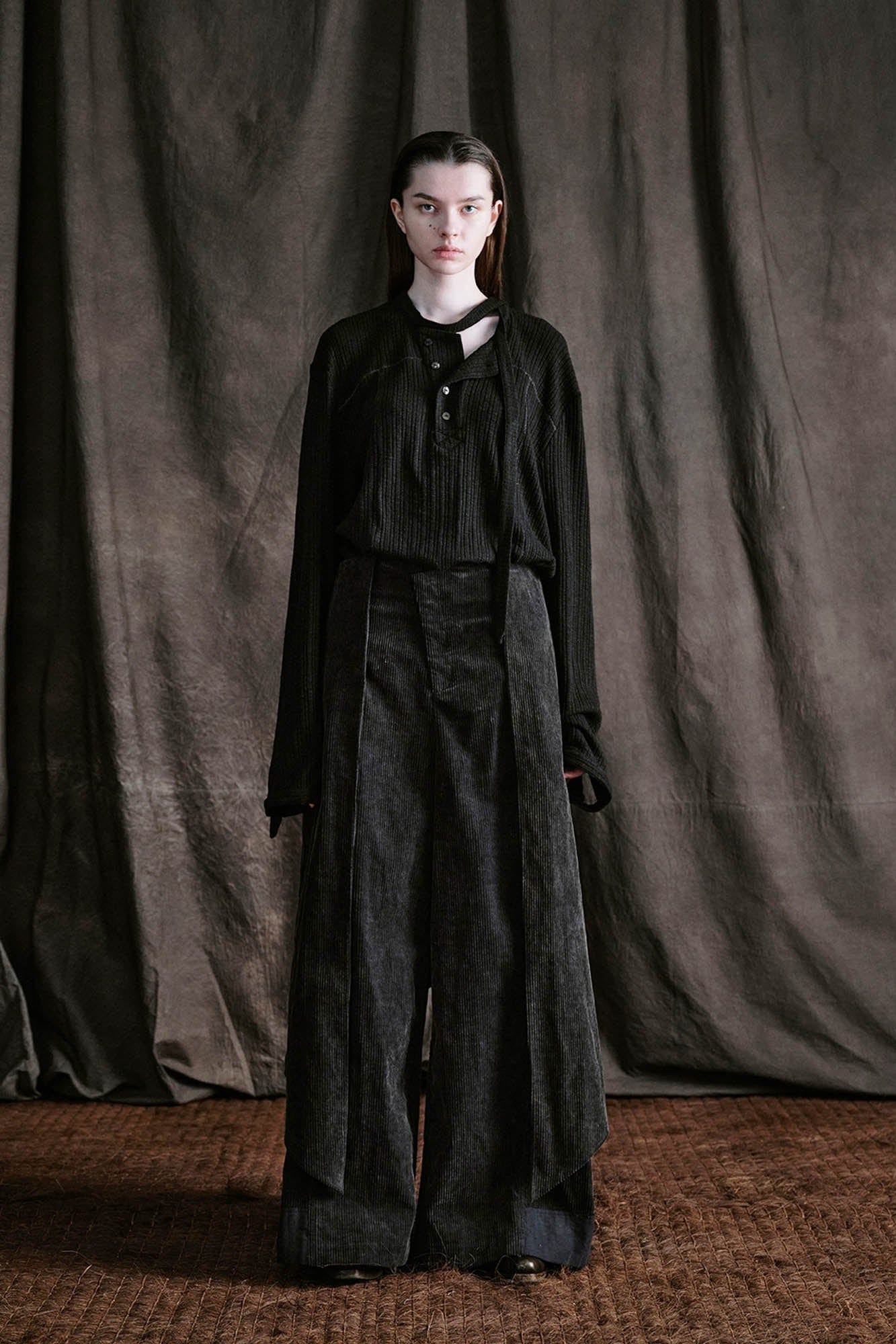 ILNya Nieternite Nifutur Layered Corduroy Wrap-Paneled Wide-Leg Trousers