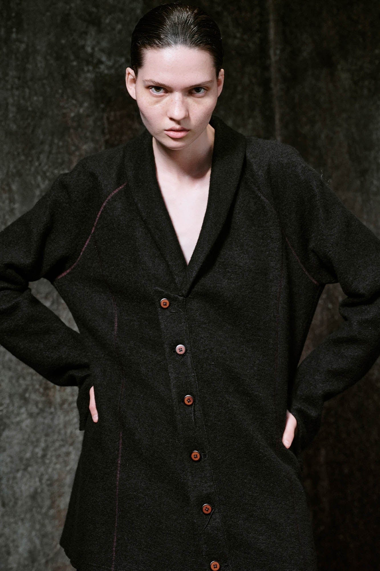 ILNya Nieternite Nifutur Shawl Lapel Asymmetric Front Wool Jacket