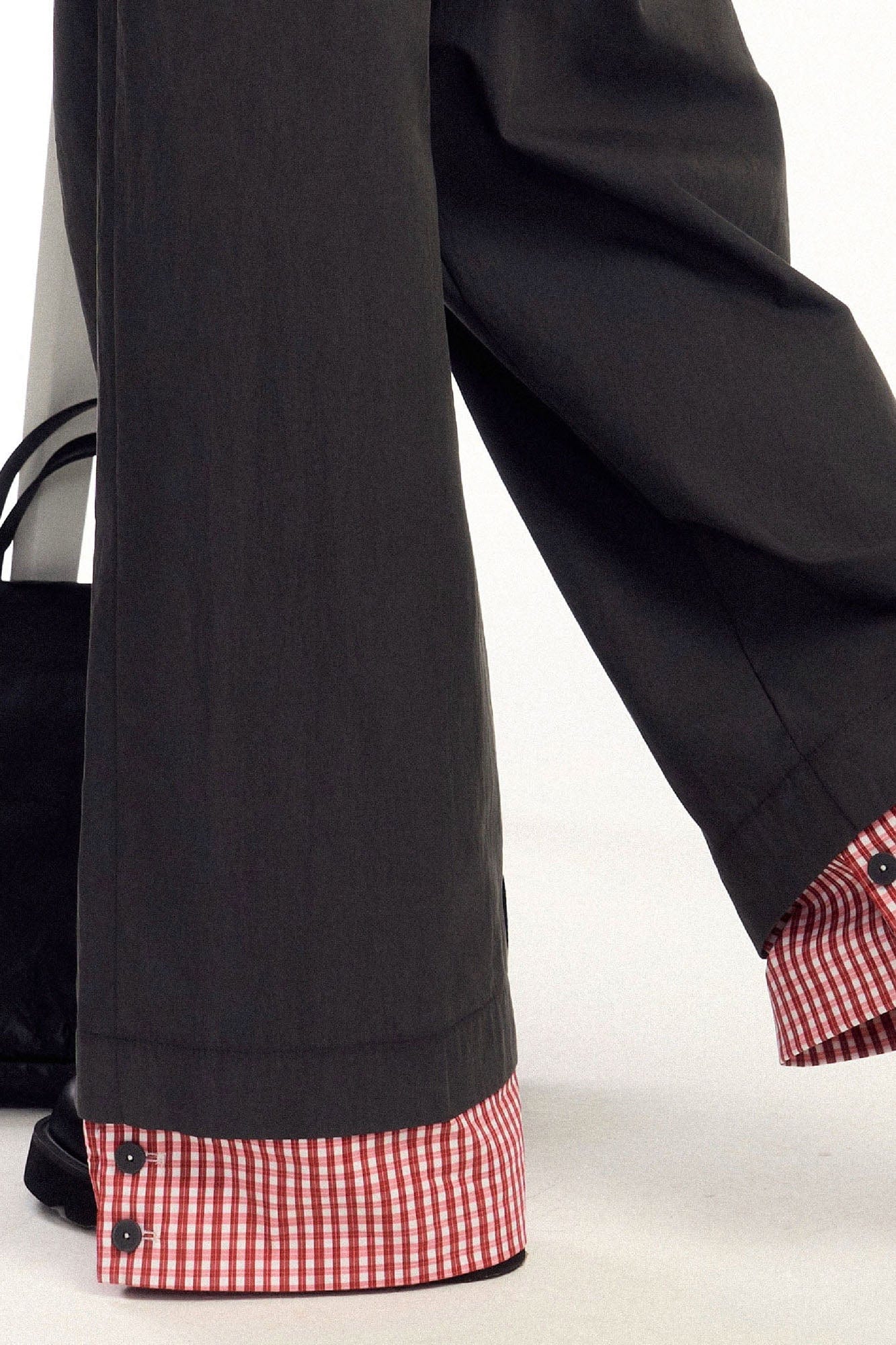 OIPWORD Asymmetrical Waist Faux-Layered Wide-Leg Pants