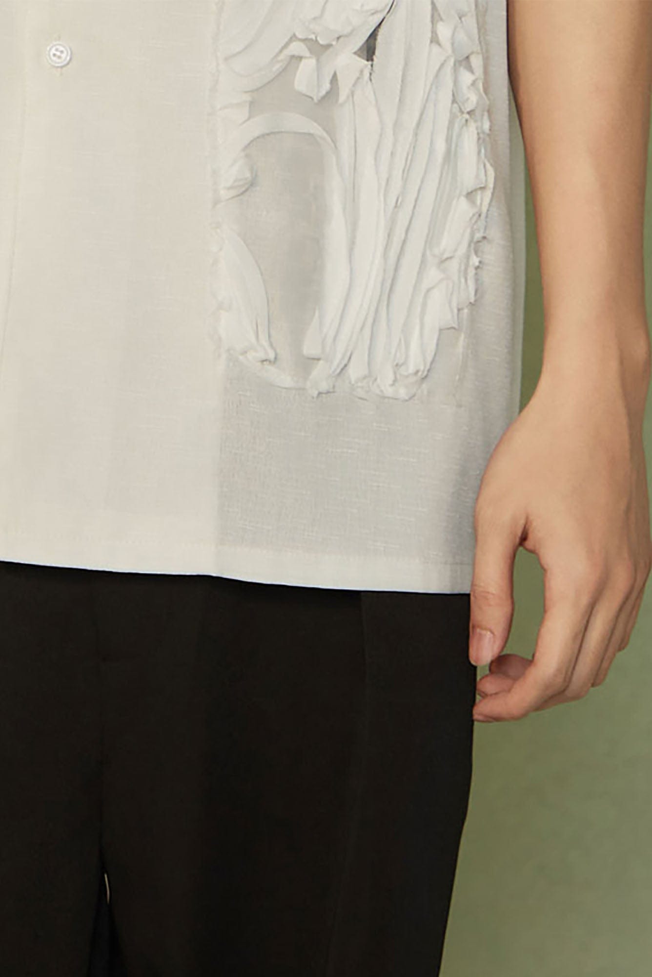 JIECHI Bottled Bloom Sheer Half Shirt