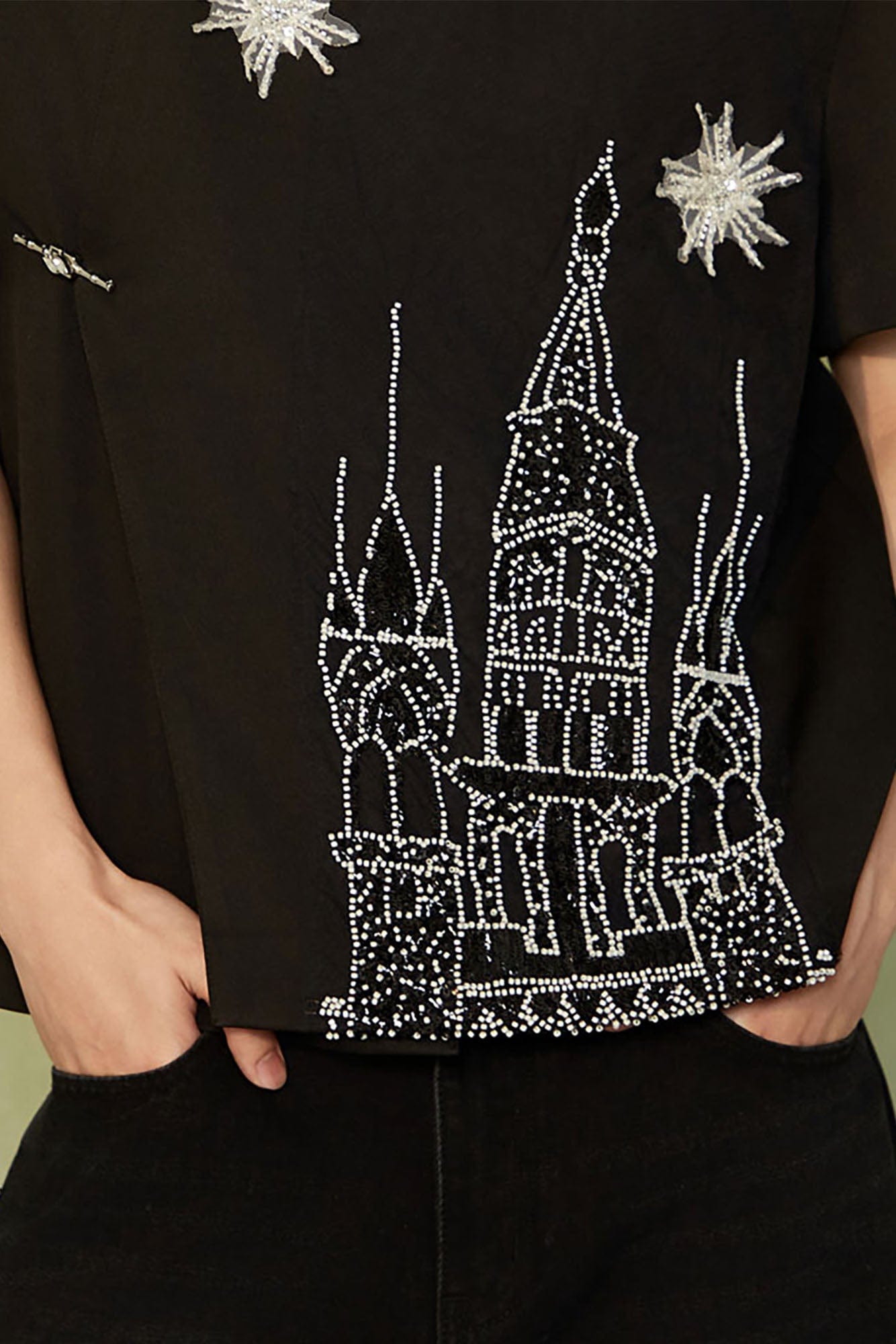 JIECHI Starry Castle Embellished  T-Shirt