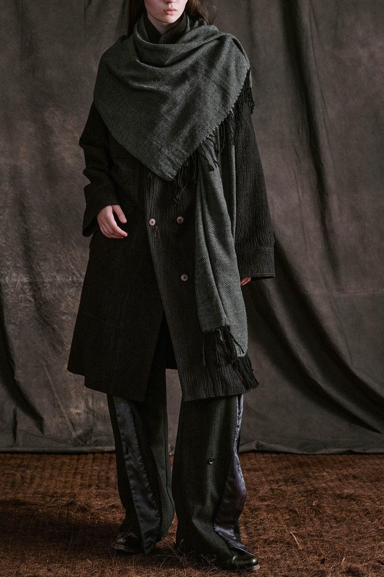 ILNya Nieternite Nifutur Striped Layered-Slit Wide-Leg Wool Trousers