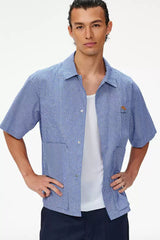 UMAMIISM Preppy Gingham Pocket Half Shirt