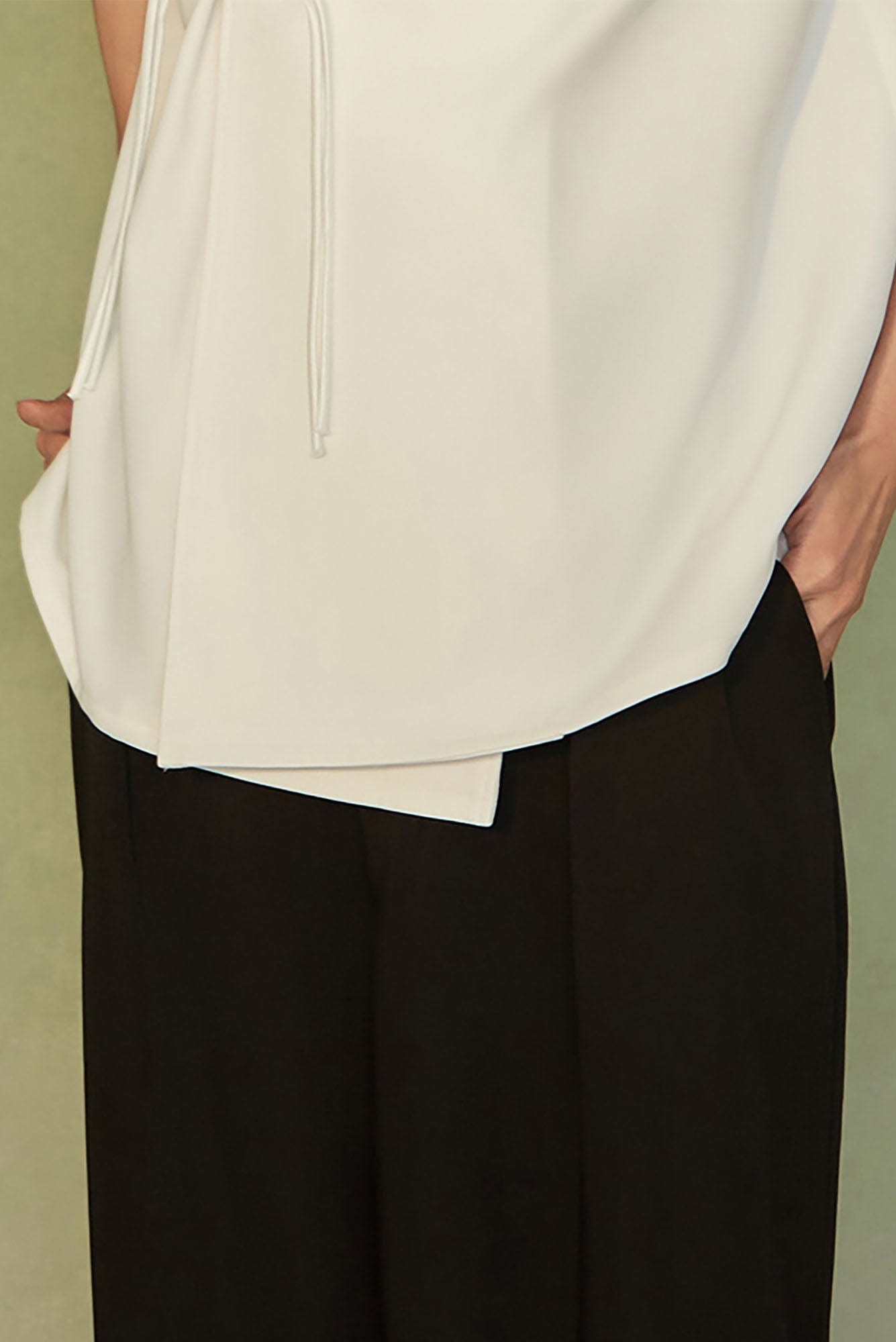 JIECHI Seascape Koi Embroidered Asymmetrical Half Shirt