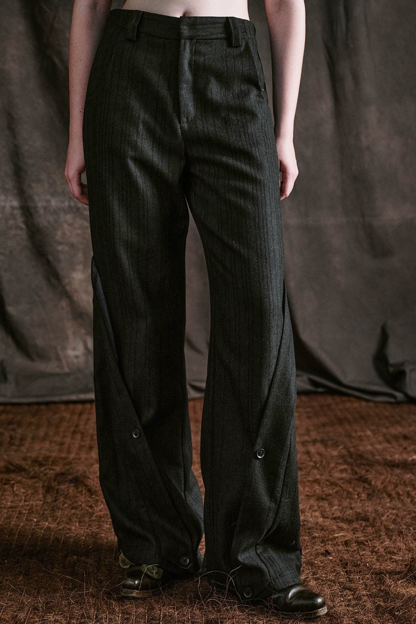 ILNya Nieternite Nifutur Striped Layered-Slit Wide-Leg Wool Trousers