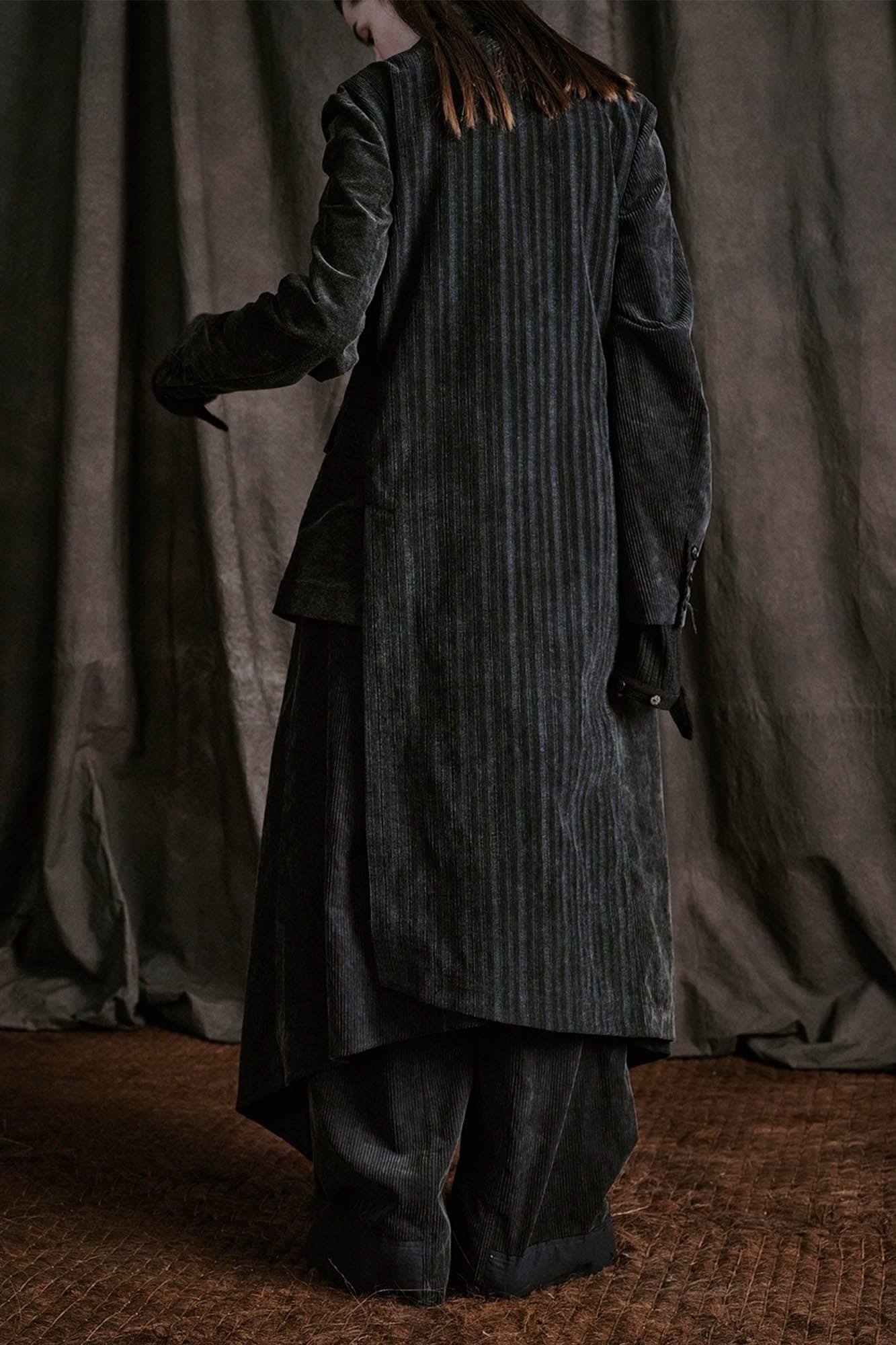 ILNya Nieternite Nifutur Distressed Corduroy Asymmetric Spliced Blazer