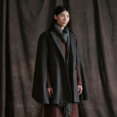 ILNya Nieternite Nifutur Mini Houndstooth Peak Lapel Slit Cape Coat