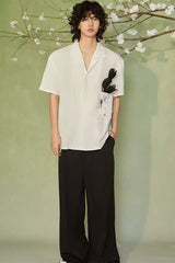JIECHI Bottled Bloom Sheer Half Shirt