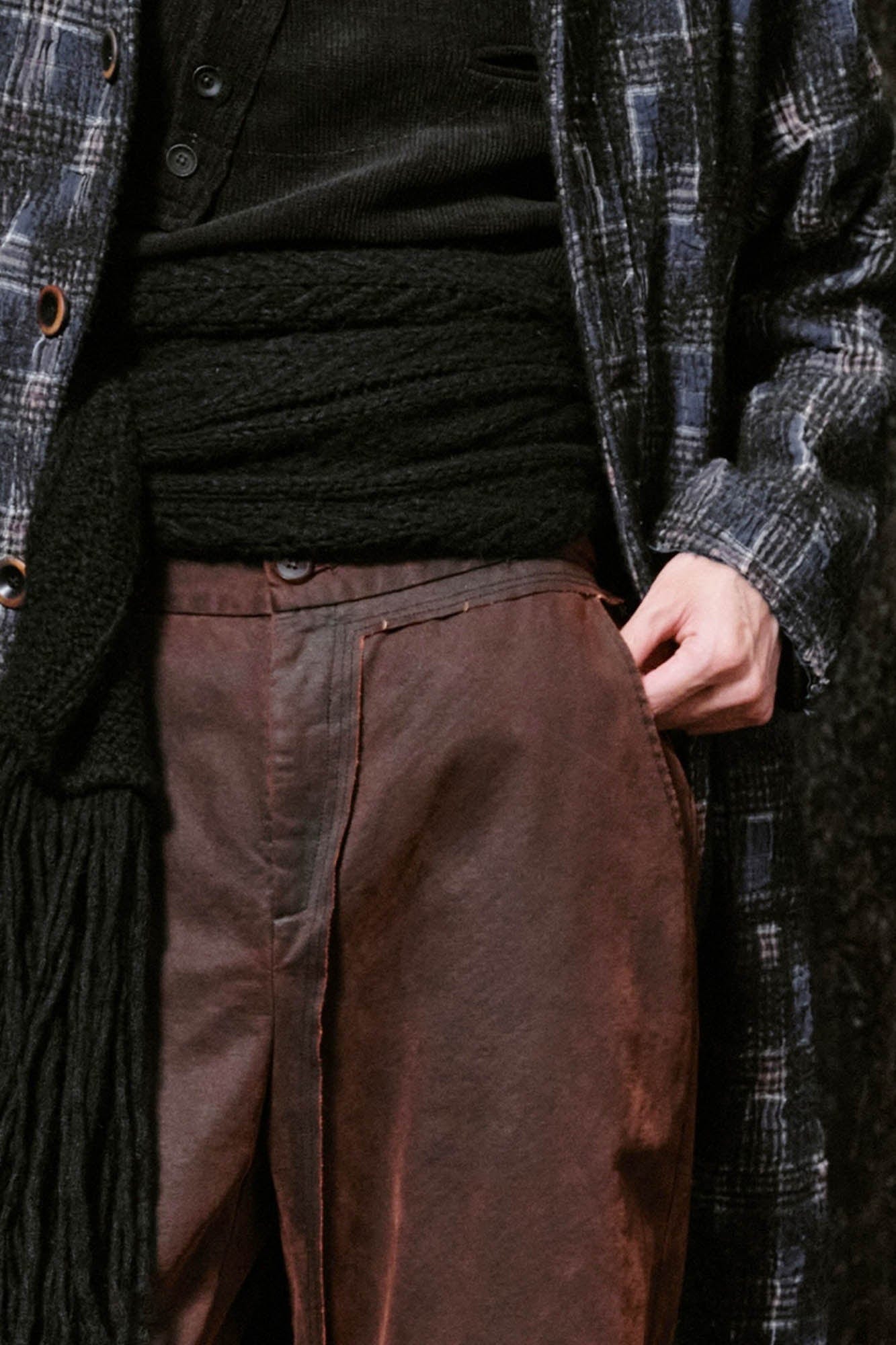 ILNya Nieternite Nifutur Weathered Coated Deconstructed Trousers