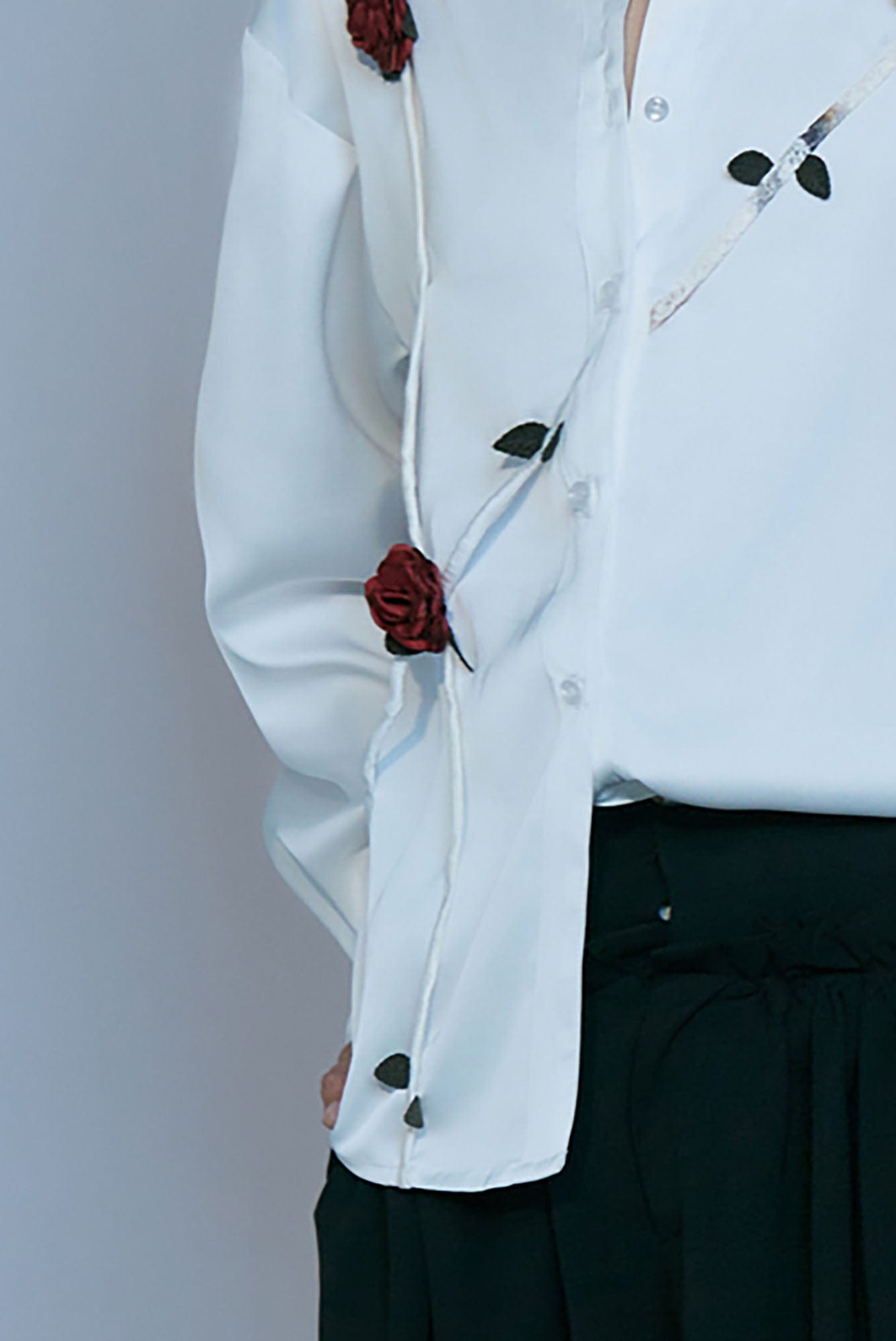 JIECHI Rose Embellished Acetate Spliced Shirt