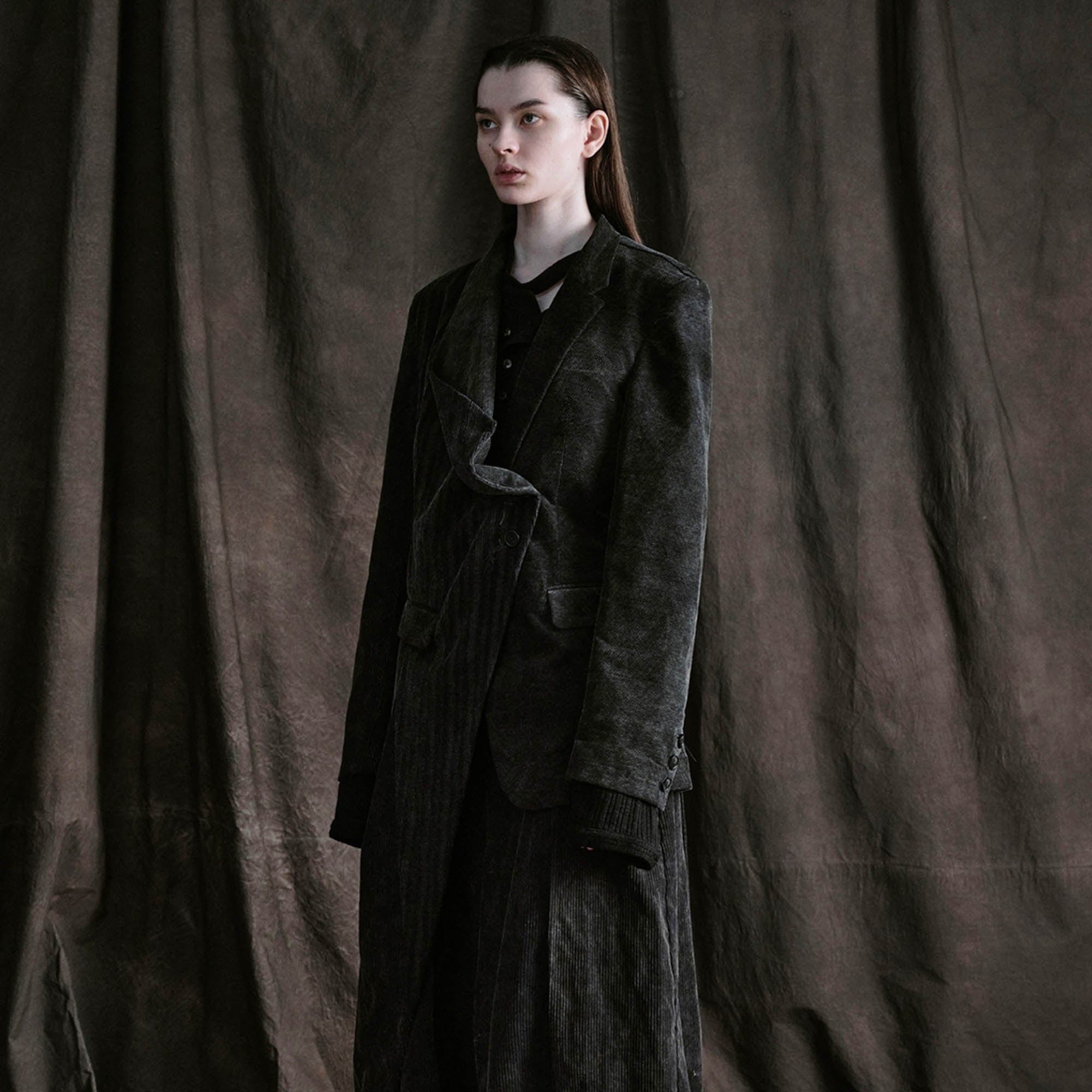 ILNya Nieternite Nifutur Distressed Corduroy Asymmetric Spliced Blazer