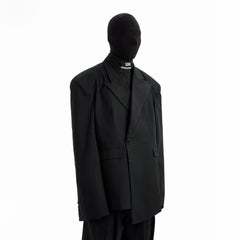 TRIANGLE PROJECT Asymmetrical Padded-Shoulder Oversized Blazer