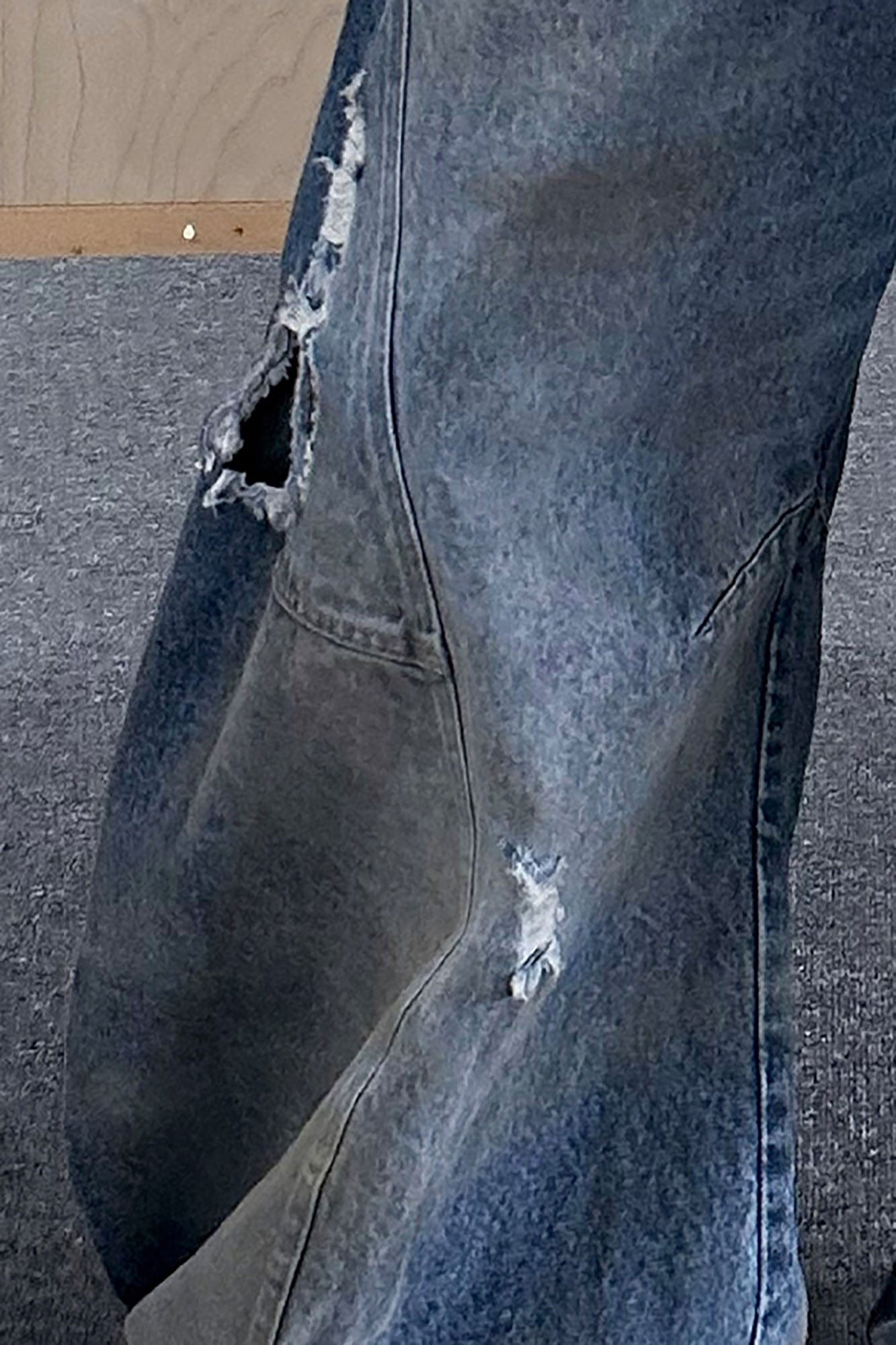 TRIANGLE PROJECT Distressed Dirty-Washed Oversized Jeans