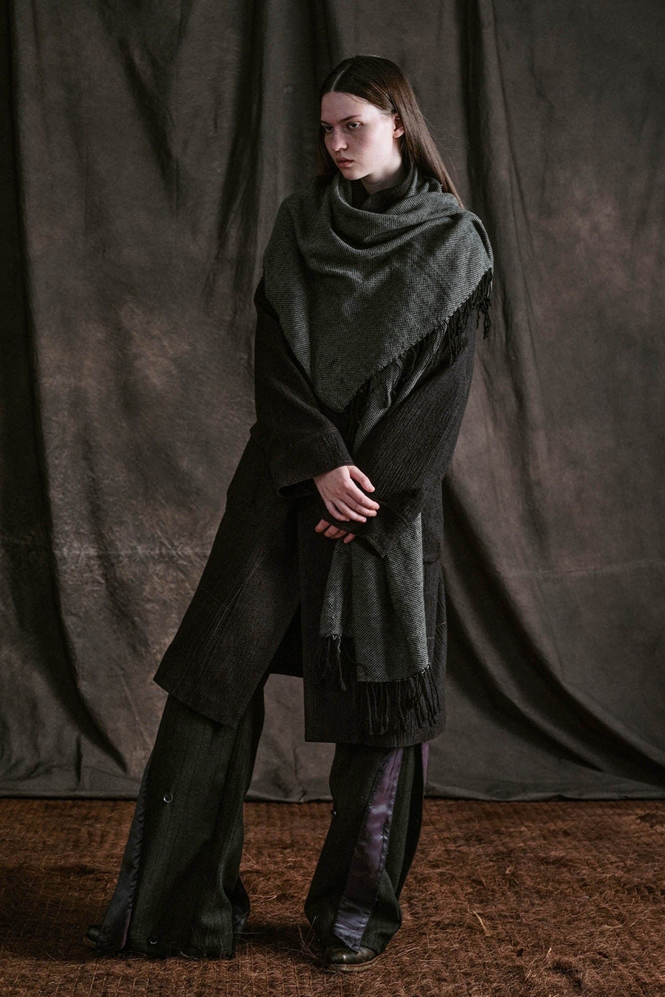 ILNya Nieternite Nifutur Striped Layered-Slit Wide-Leg Wool Trousers