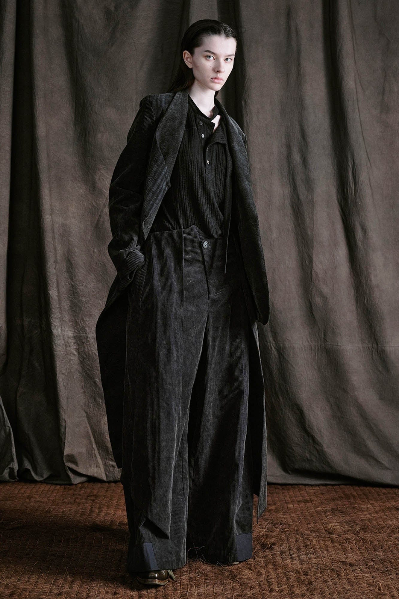 ILNya Nieternite Nifutur Distressed Corduroy Asymmetric Spliced Blazer