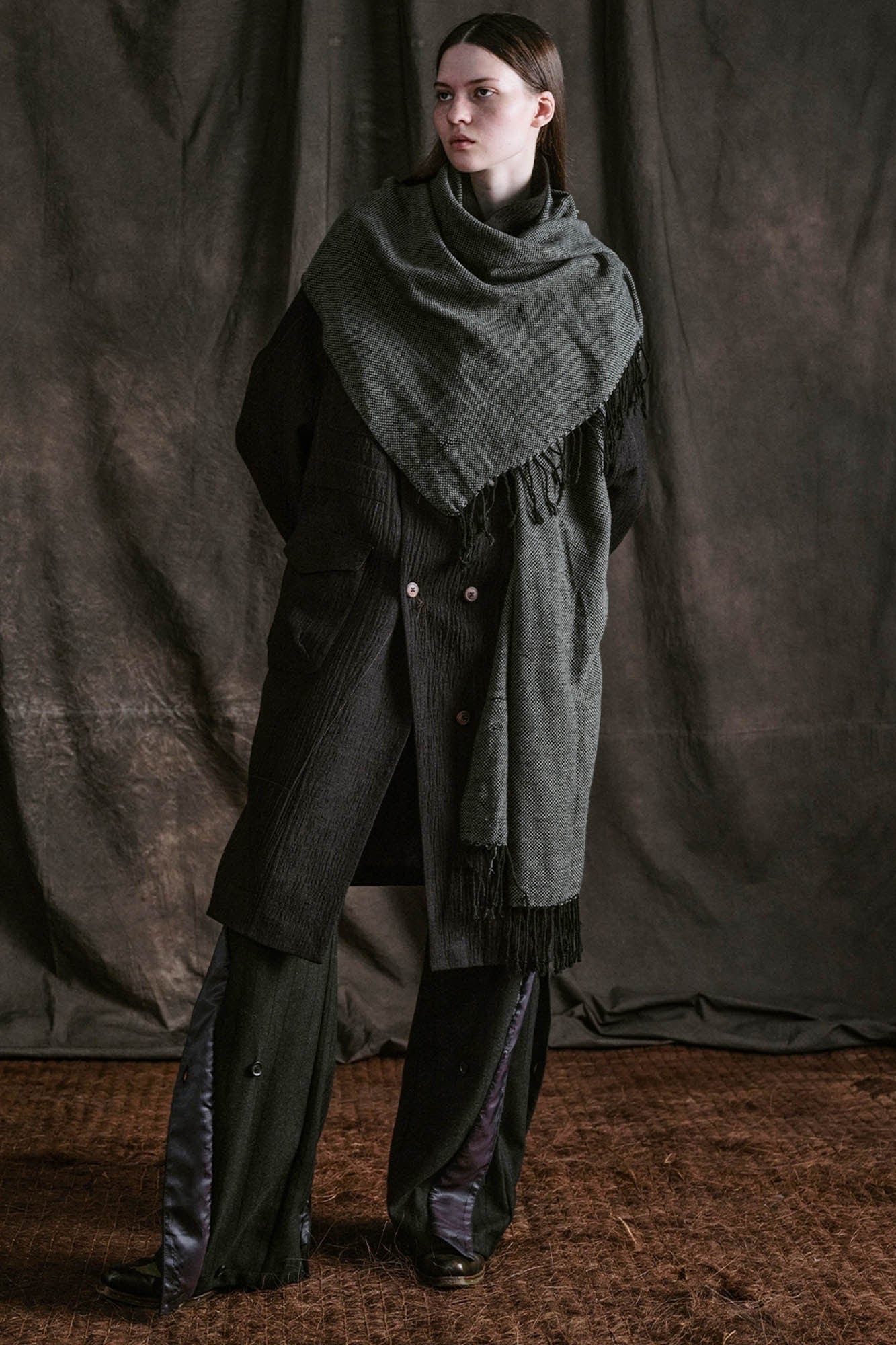 ILNya Nieternite Nifutur Striped Layered-Slit Wide-Leg Wool Trousers