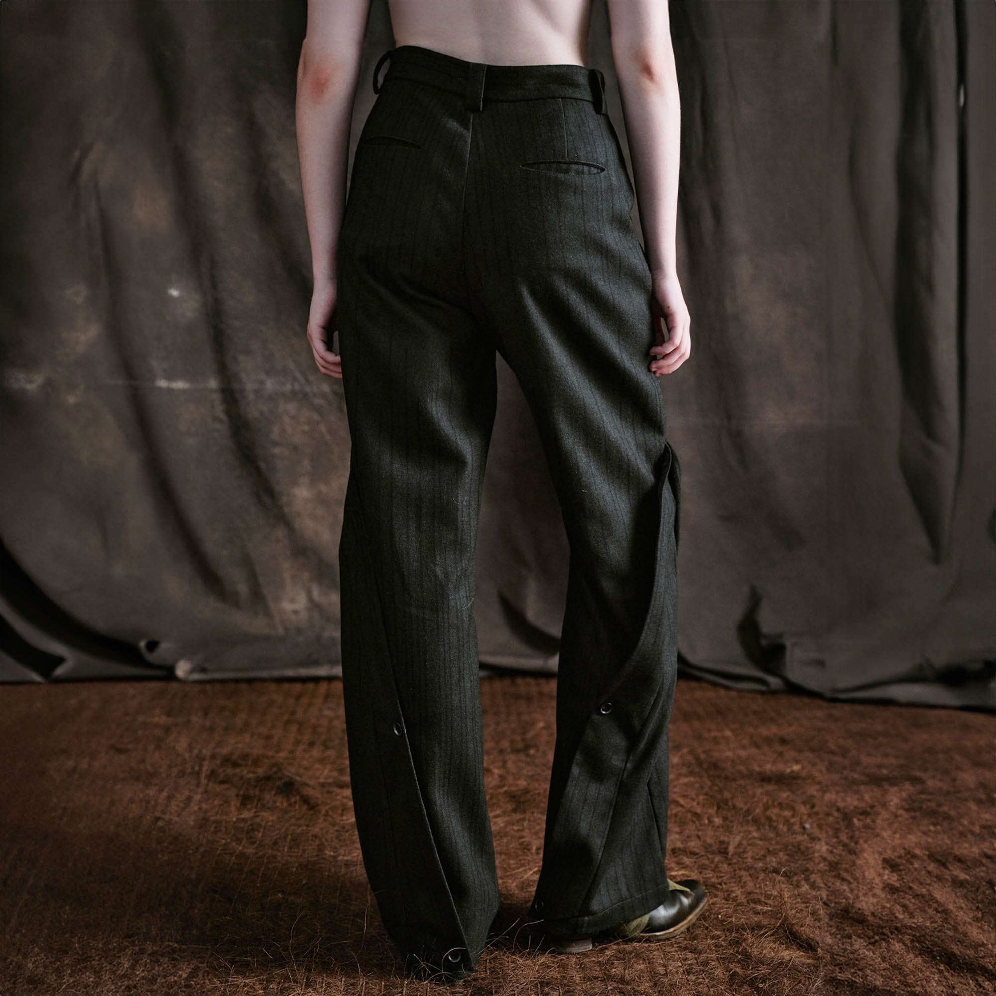ILNya Nieternite Nifutur Striped Layered-Slit Wide-Leg Wool Trousers