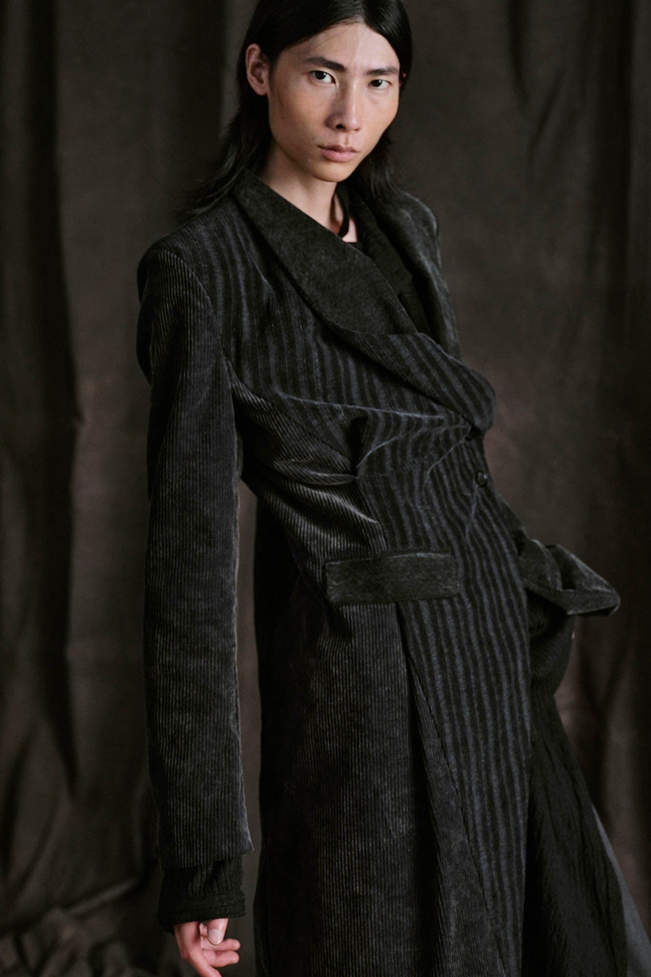ILNya Nieternite Nifutur Distressed Corduroy Asymmetric Spliced Blazer