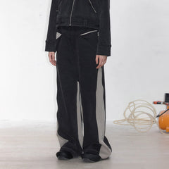 49PERCENT LABELROOM Deconstructed Spliced Straight Jeans