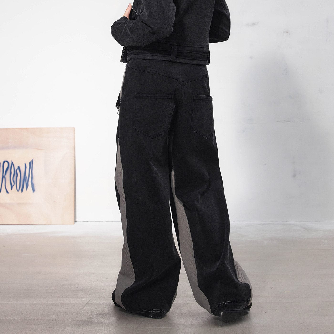 49PERCENT LABELROOM Deconstructed Spliced Straight Jeans
