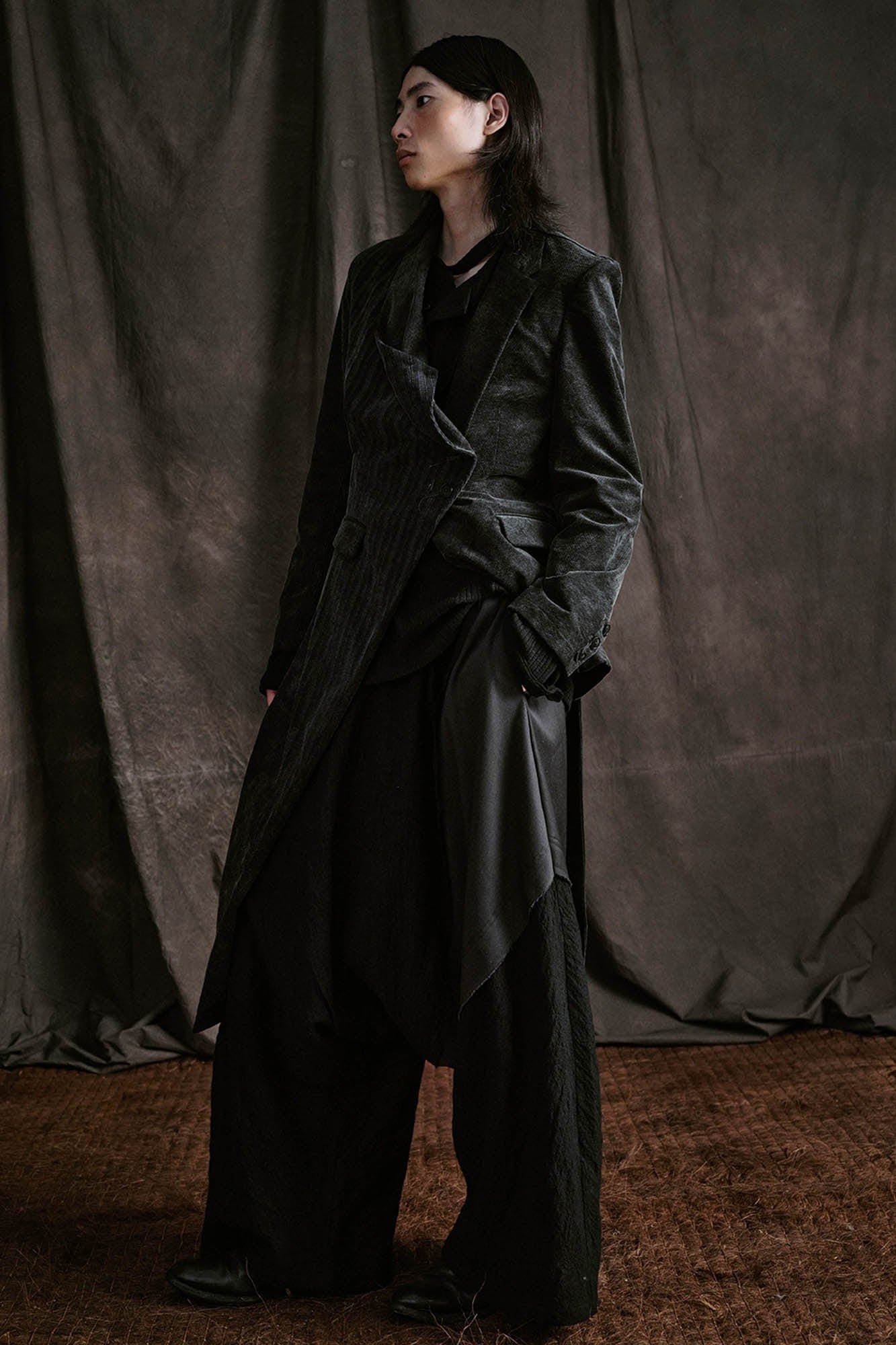 ILNya Nieternite Nifutur Distressed Corduroy Asymmetric Spliced Blazer